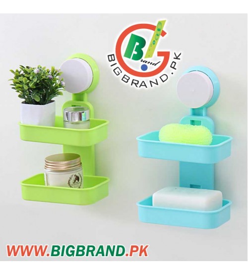 2 Layers Wall Mounted Soap Dish Holder With Suction Cup 